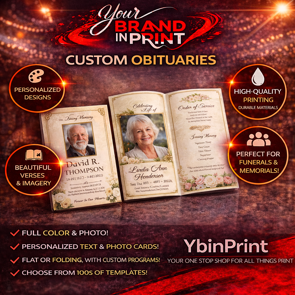 Obituaries Half Page & Full Page Options